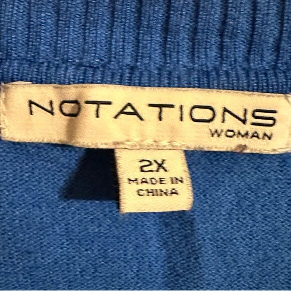 Notations cobalt blue fringe sweater size 2x. 3/4 Sleeves. - Picture 5 of 5